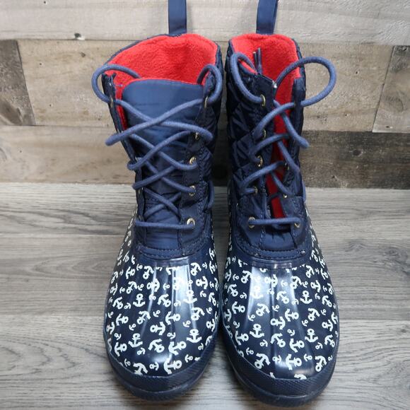 Sperry Top Sider Duck Boot Womens 8 Blue Anchor Waterproof Rubber - Picture 2 of 5